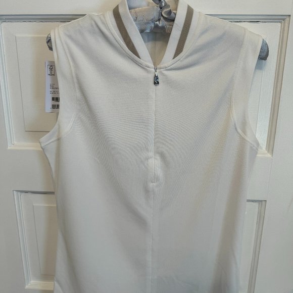 BOGNER NWT Women's Eva  Sleeveless Polo White with contrast & zipper sz L - Picture 1 of 8